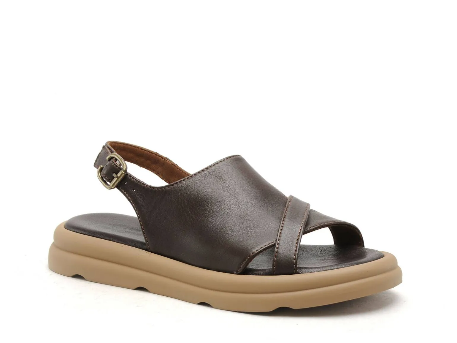 BUENO GRIVE Marron Sandales Plates Femme