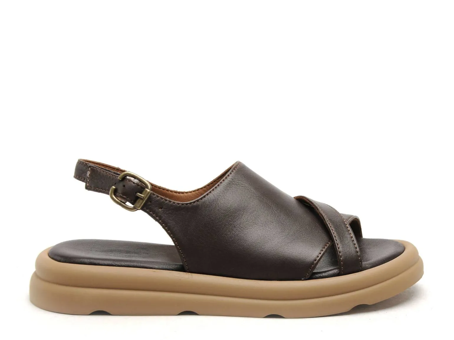 BUENO GRIVE Marron Sandales Plates Femme