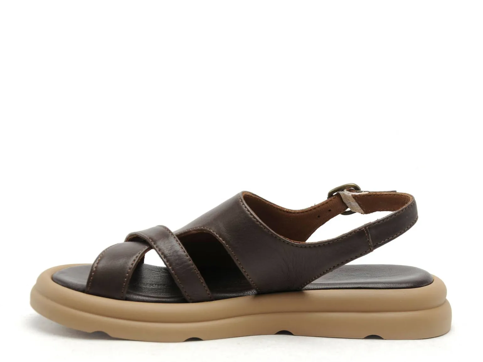 BUENO GRIVE Marron Sandales Plates Femme