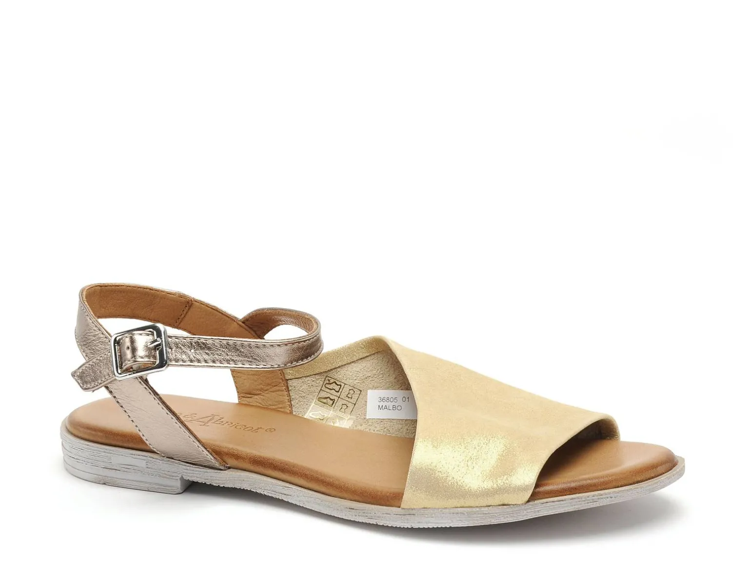 Coco Abricot MALBO Or Sandales Plates Femme