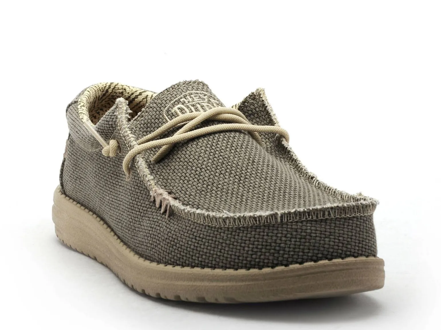 DUDE WALLY BRAIDED Kaki Mocassins Homme