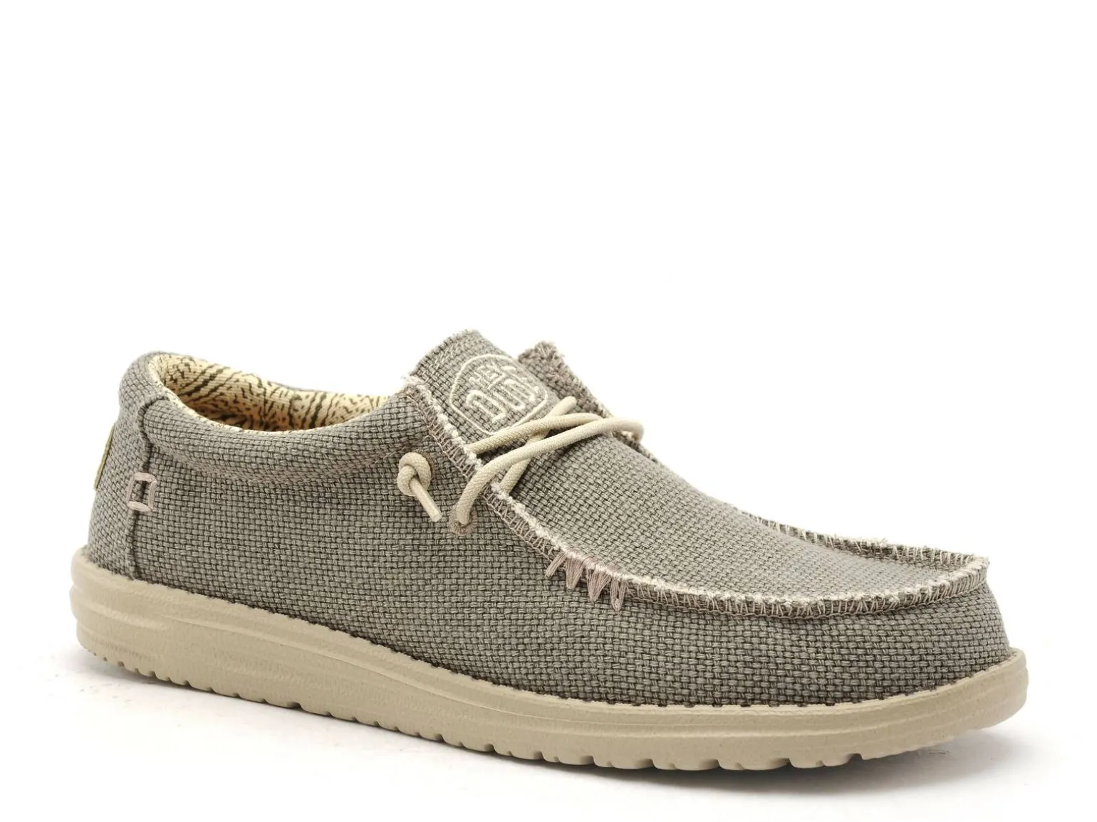 DUDE WALLY BRAIDED 40003 Kaki Mocassins Homme