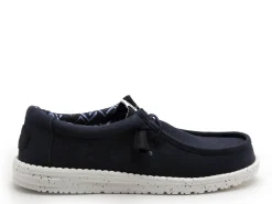 DUDE WALLY STRETCH CANVAS Bleu Mocassins Homme