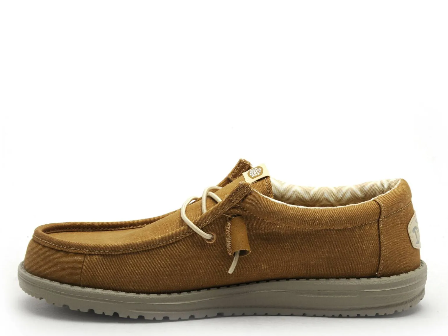 DUDE WALLY STRETCH CANVAS Marron Mocassins Homme