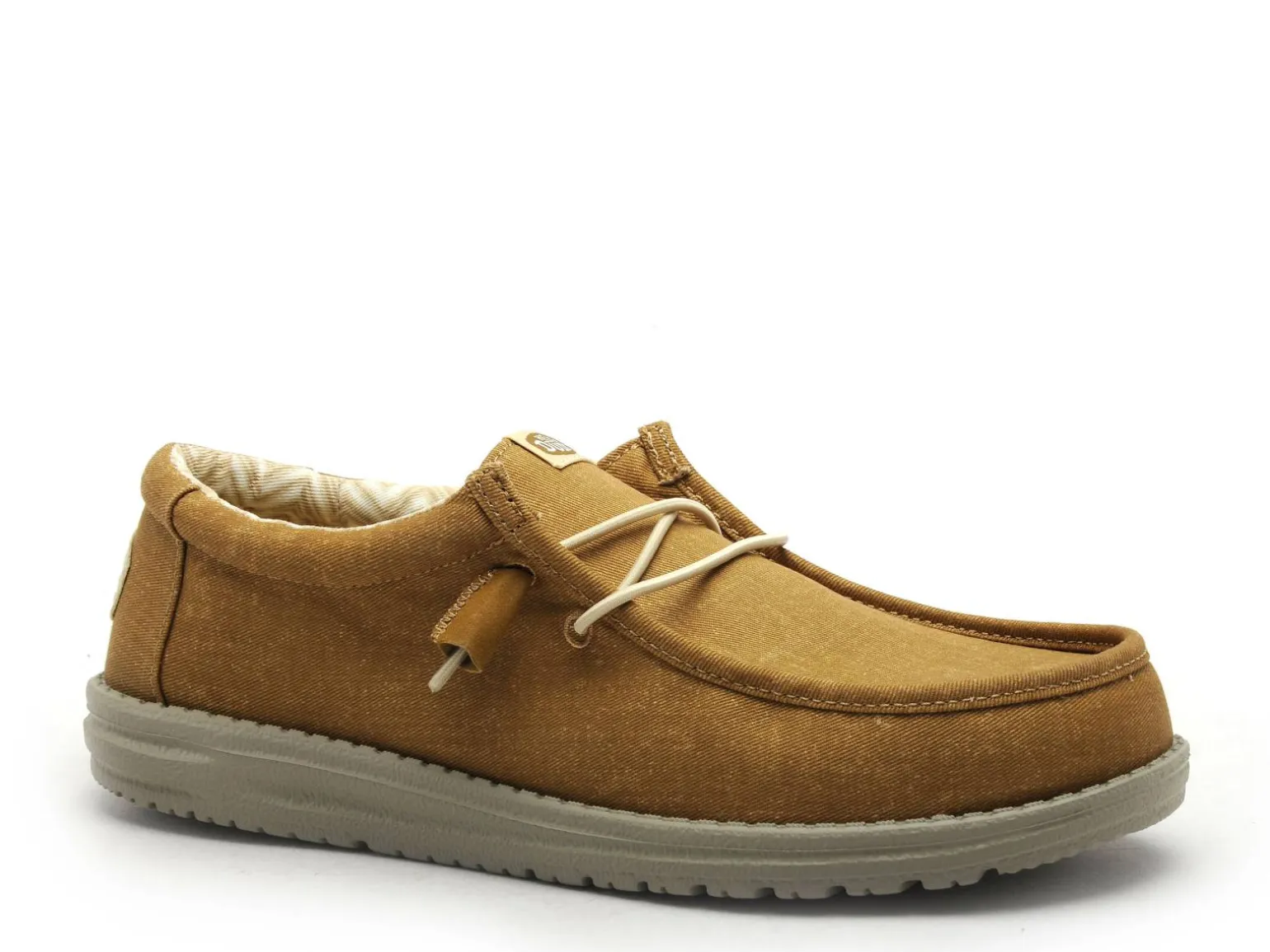 DUDE WALLY STRETCH CANVAS Marron Mocassins Homme