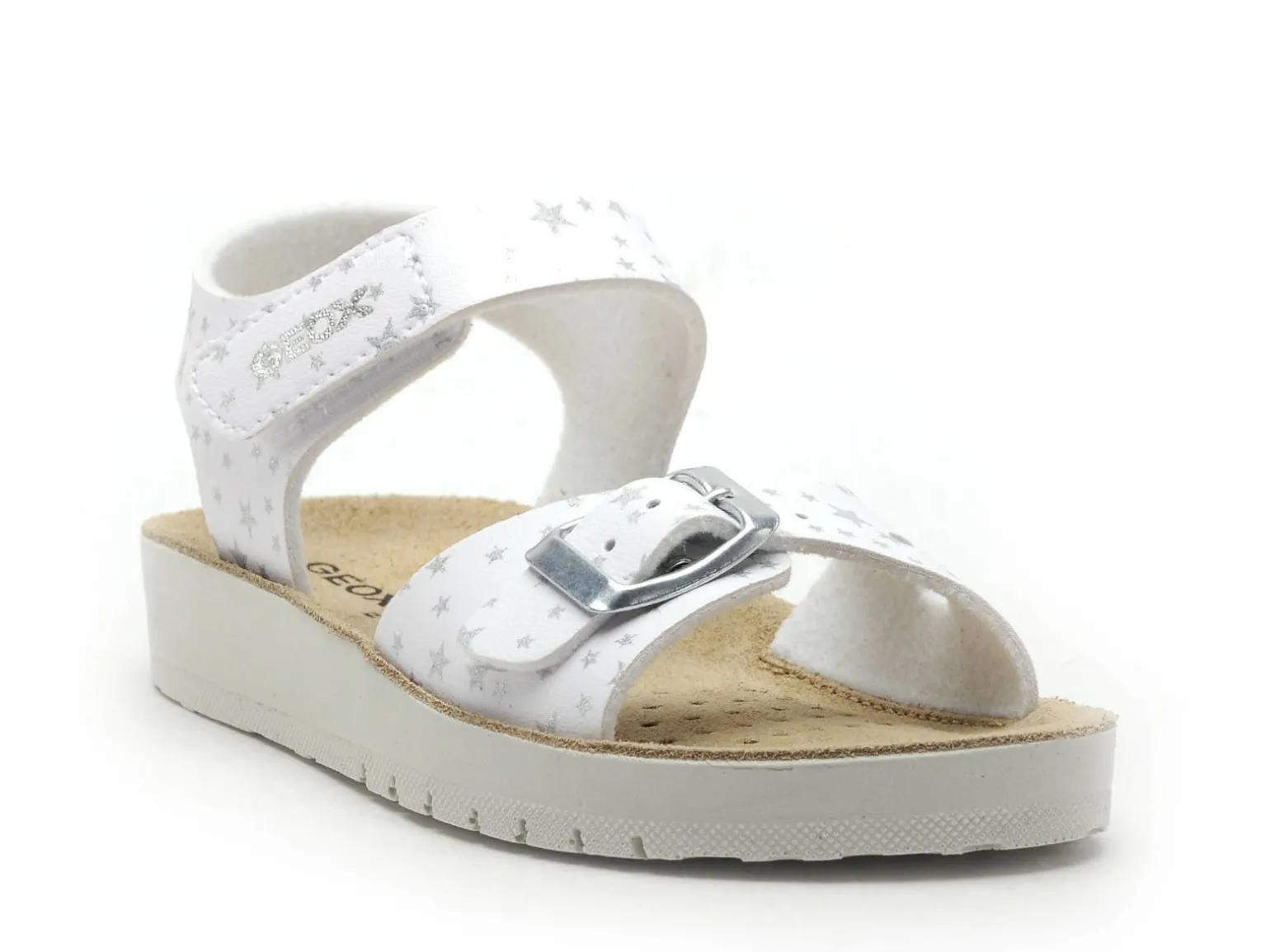 Geox J SANDAL COSTAREI GI J15EAB Blanc Sandales Fille