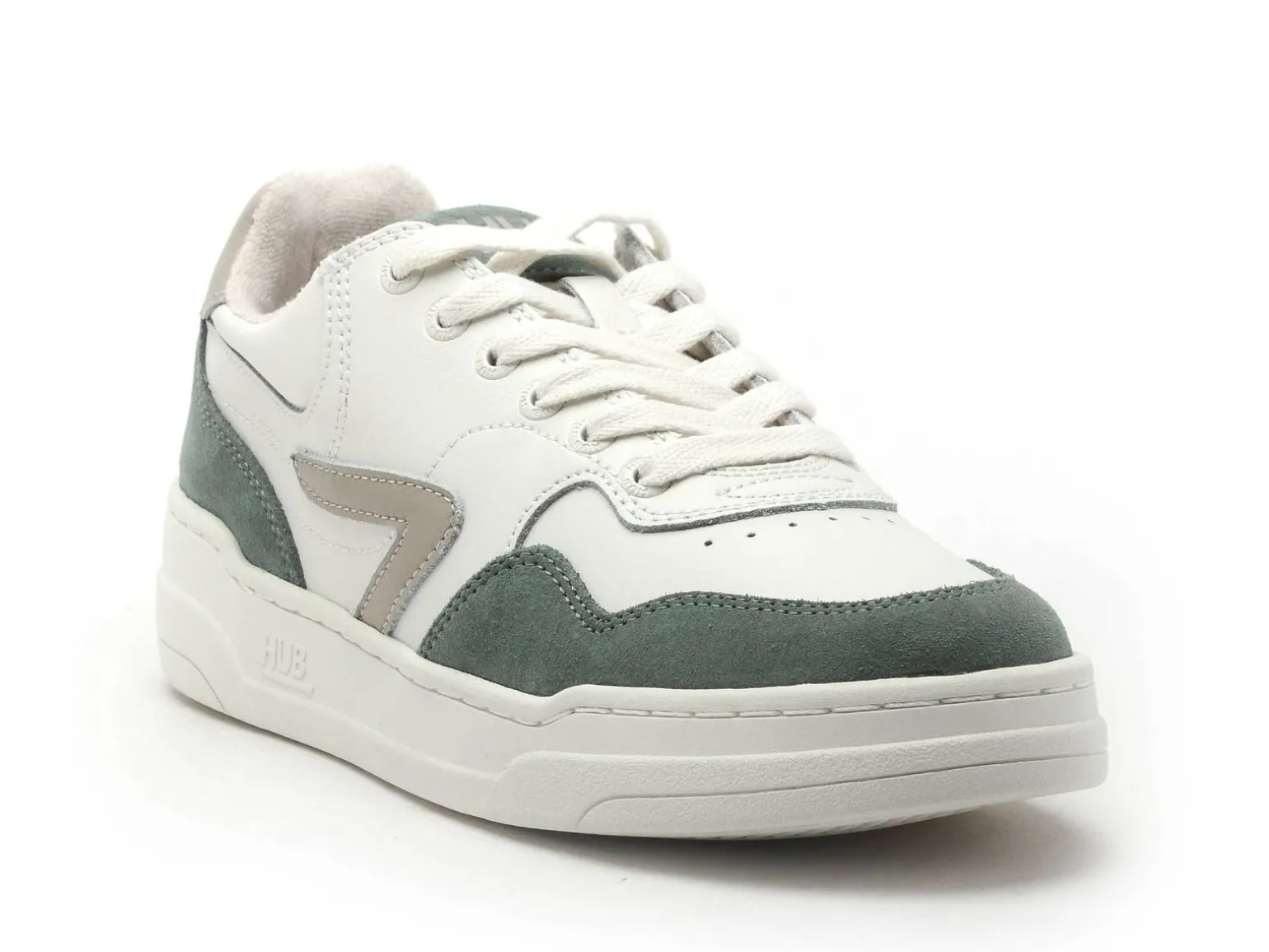 Hub COURT L68 Blanc et Vert Baskets Basses Homme