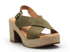 Kaola 2504 Kaki Sandales à Talons Femme