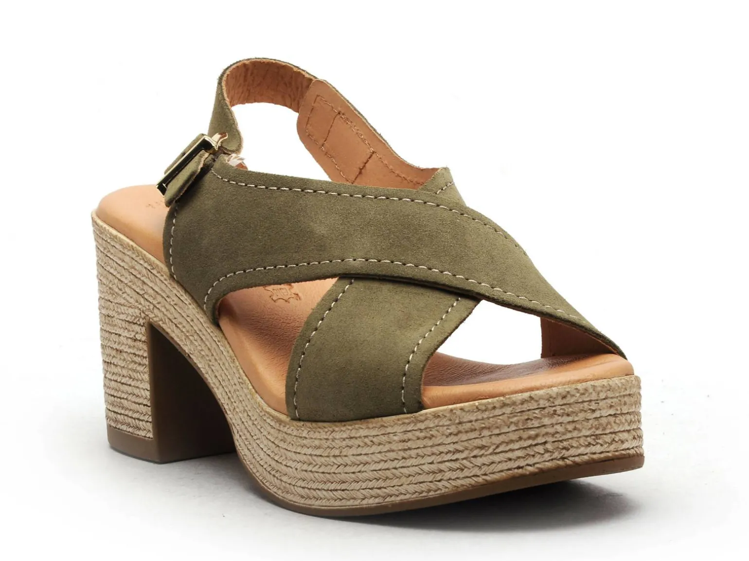 Kaola 2504 Kaki Sandales à Talons Femme
