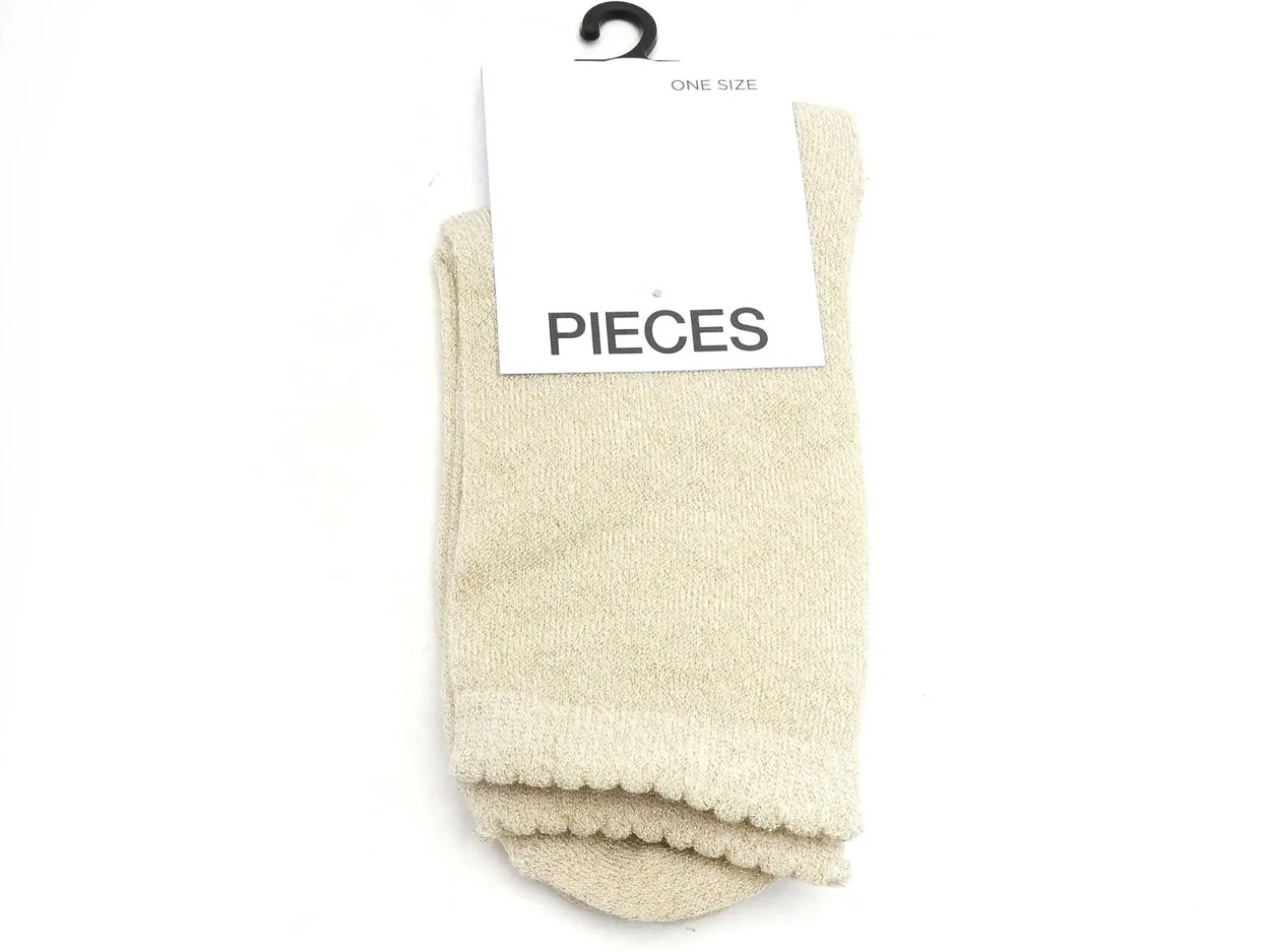 Pieces Chaussettes à paillette PCSEBBY GLITTER LONG SOCKS NOOS BC Beige Chaussettes Femme