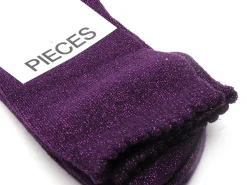 Pieces Chaussettes à paillette PCSEBBY GLITTER LONG SOCKS NOOS BC Violet Chaussettes Femme