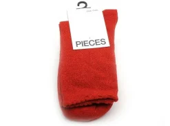 Pieces CHAUSSETTES PCSEBBY GLITTER LONG 1 PACK Rouge Chaussettes Femme