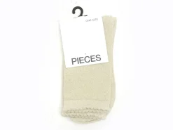 Pieces CHAUSSETTES PCSEBBY GLITTER LONG SOCKS NOOS BC Beige Chaussettes Femme