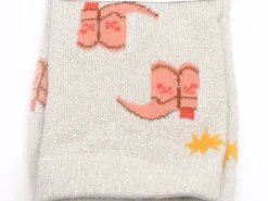 Pieces CHAUSSETTES PCSEBBY GLITTER EMB SOCK FC Blanc Chaussettes Femme