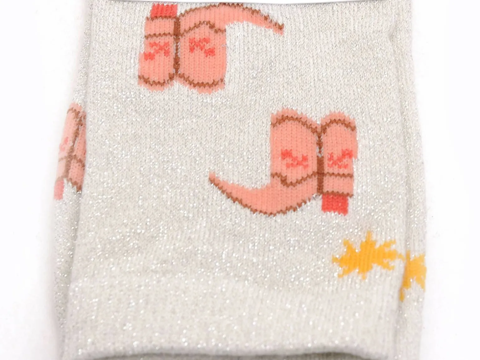 Pieces CHAUSSETTES PCSEBBY GLITTER EMB SOCK FC Blanc Chaussettes Femme