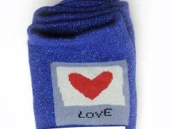 Pieces CHAUSSETTES PCSEBBY GLITTER EMB SOCK FC Bleu Chaussettes Femme