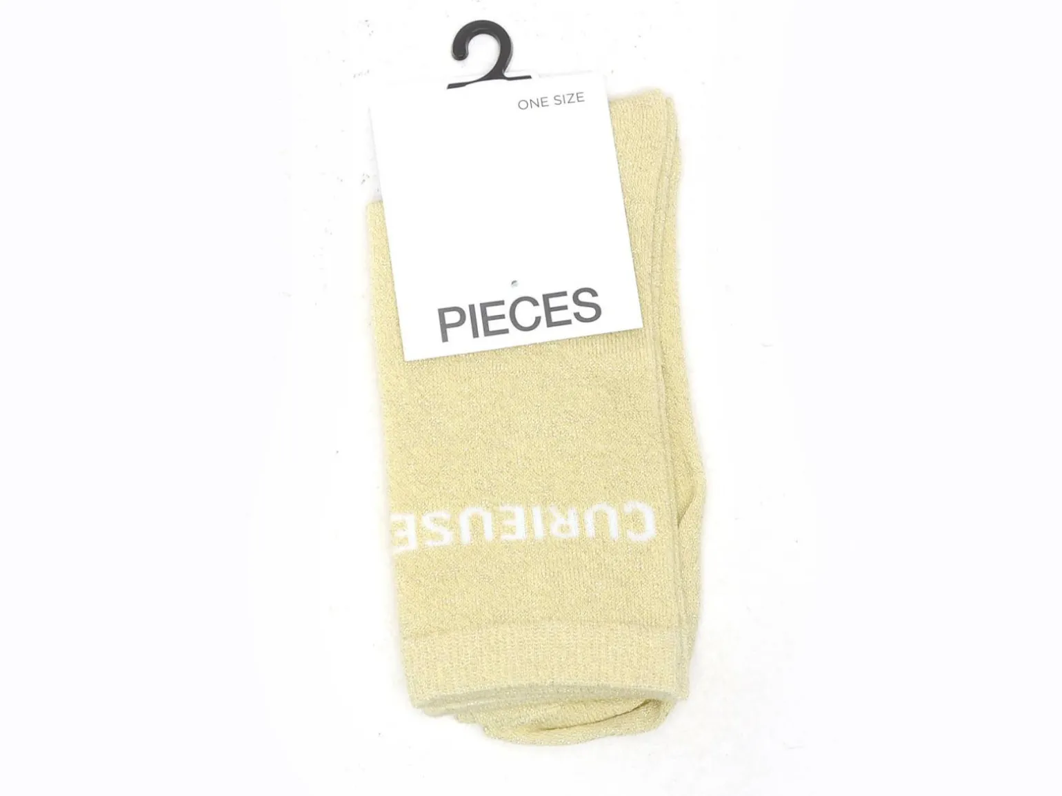 Pieces CHAUSSETTES PCSEBBY LONG GLITTER STATEMENT SOCK NOOS Jaune Chaussettes Femme
