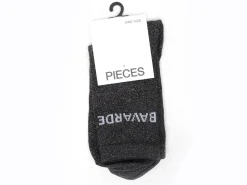 Pieces CHAUSSETTES PCSEBBY LONG GLITTER STATEMENT SOCK NOOS Gris Chaussettes Femme