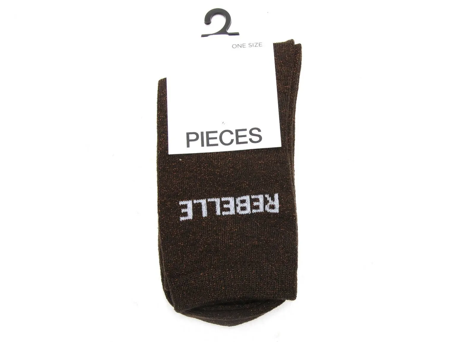 Pieces CHAUSSETTES PCSEBBY LONG GLITTER Marron Chaussettes Femme