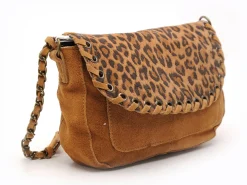 Pieces SAC LEOPARD PCBINIA SUEDE CROSS BODY FC Marron Sacs Femme