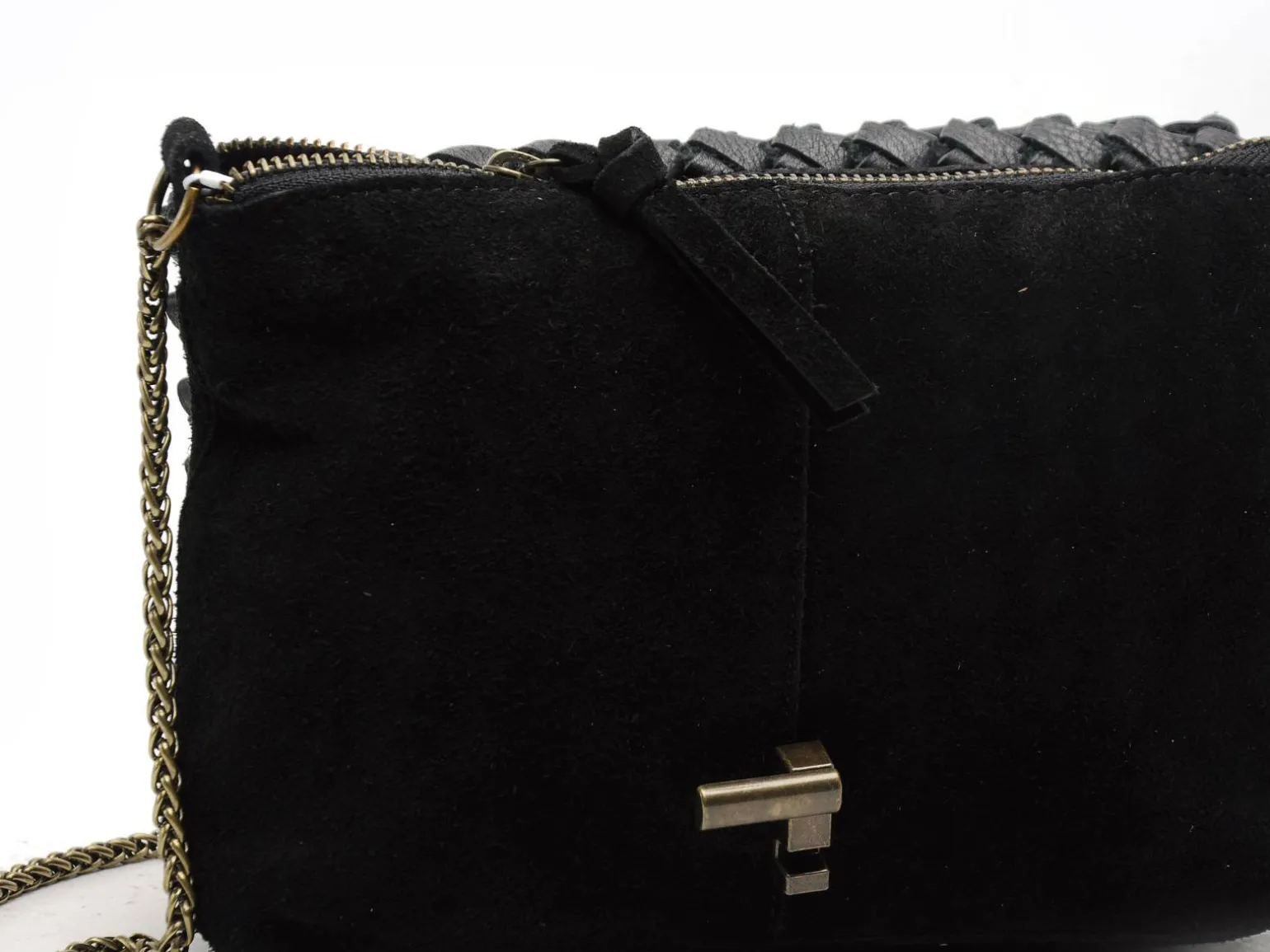 Pieces SAC PCBENNA LEATHER BRAIDED CROSSBODY FC Noir Sacs Femme