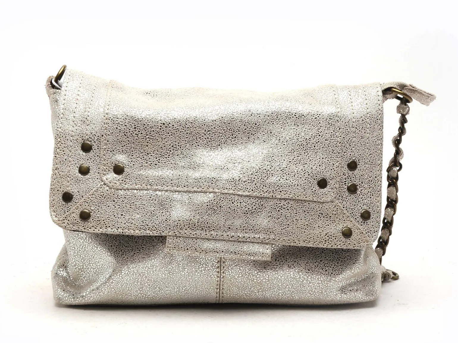 Pieces SAC PCFELIZIA LEATHER CROSS BODY Argent Sacs Femme