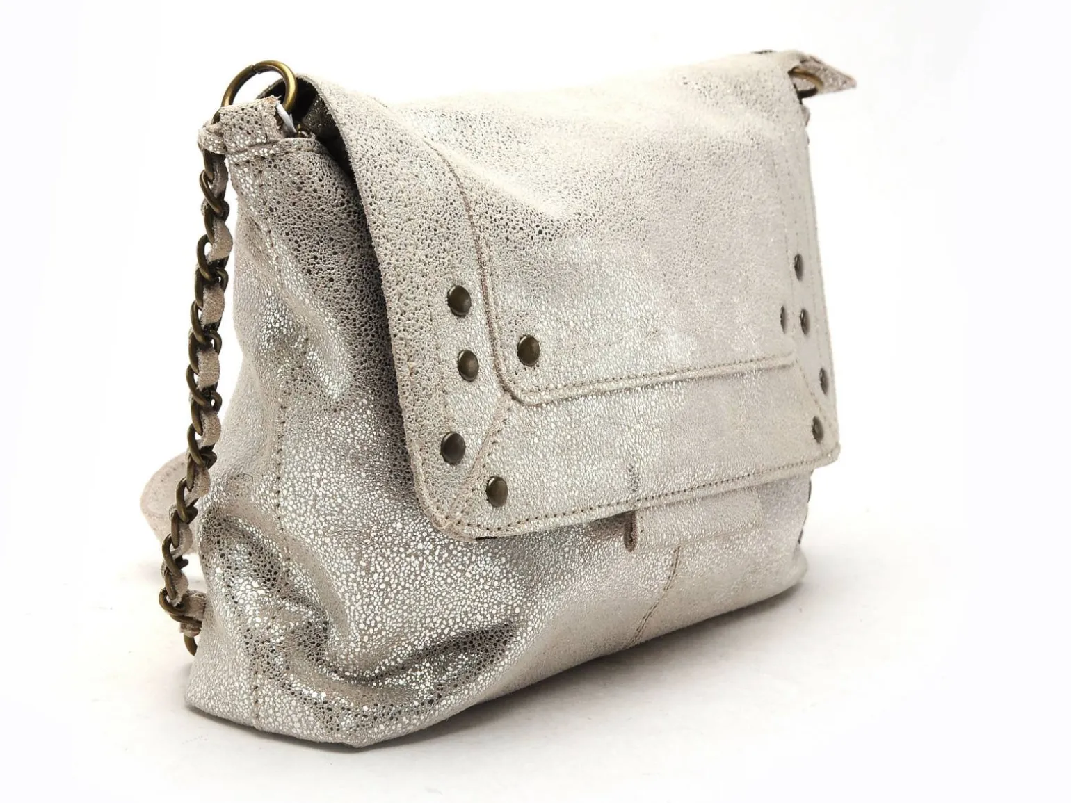 Pieces SAC PCFELIZIA LEATHER CROSS BODY Argent Sacs Femme