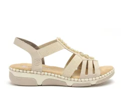Rieker 66201 Beige Sandales Plates Femme