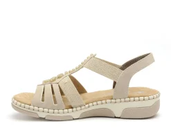 Rieker 66201 Beige Sandales Plates Femme