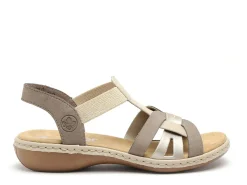 Rieker 65918 Beige Sandales Plates Femme