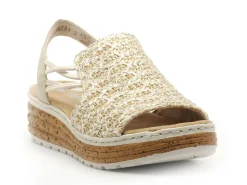 Rieker 62741 Beige Sandales à Talons Femme