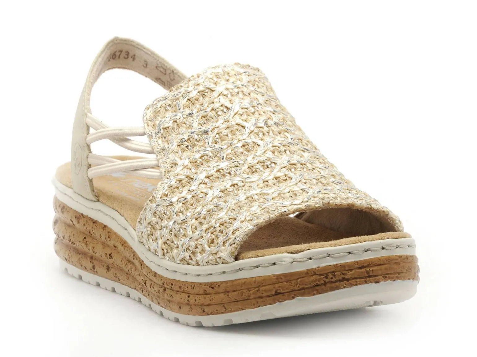 Rieker 62741 Beige Sandales à Talons Femme