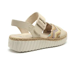 Rieker 69269 Beige Sandales à Talons Femme
