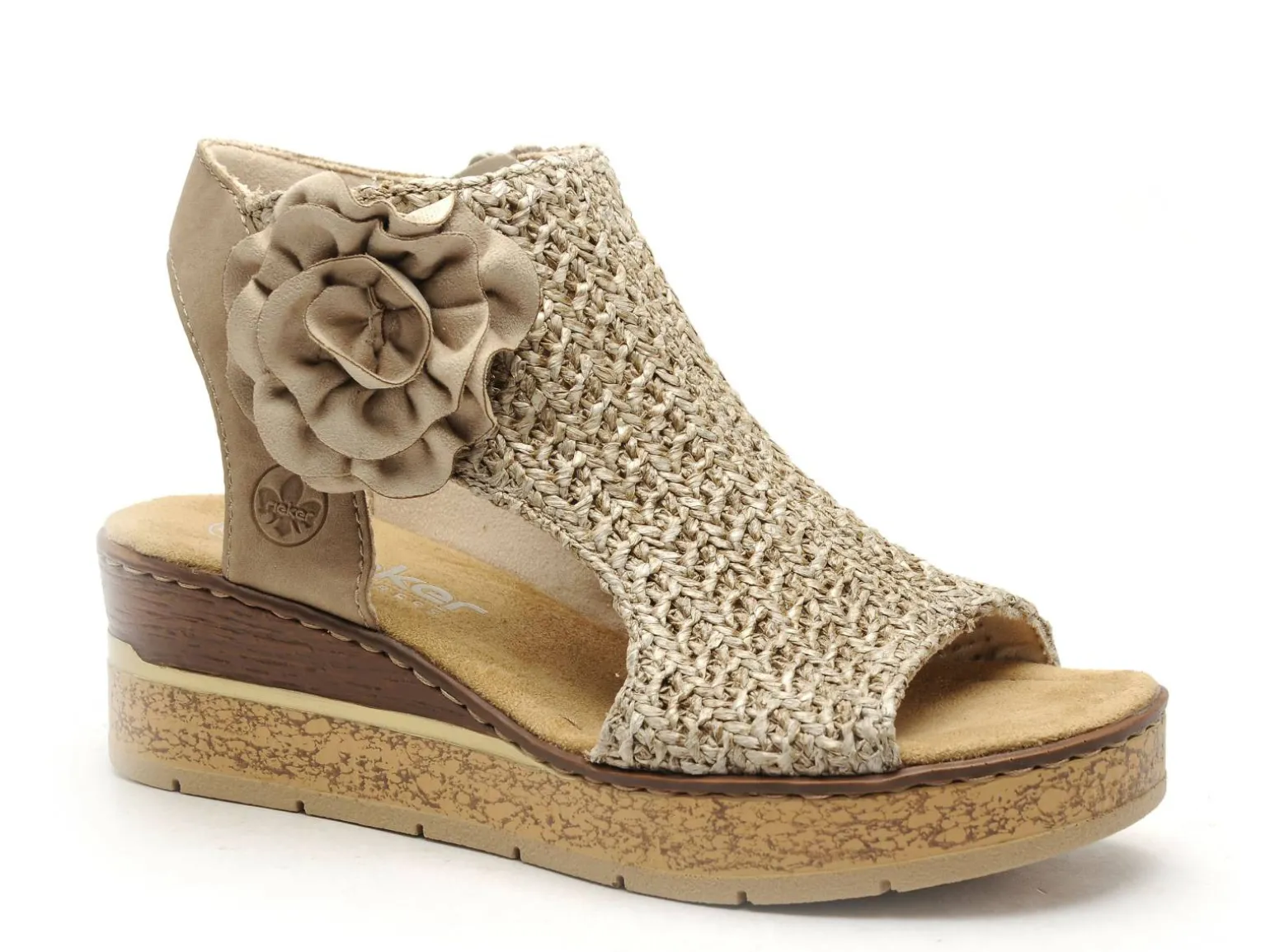 Rieker 63791 Beige Sandales à Talons Femme
