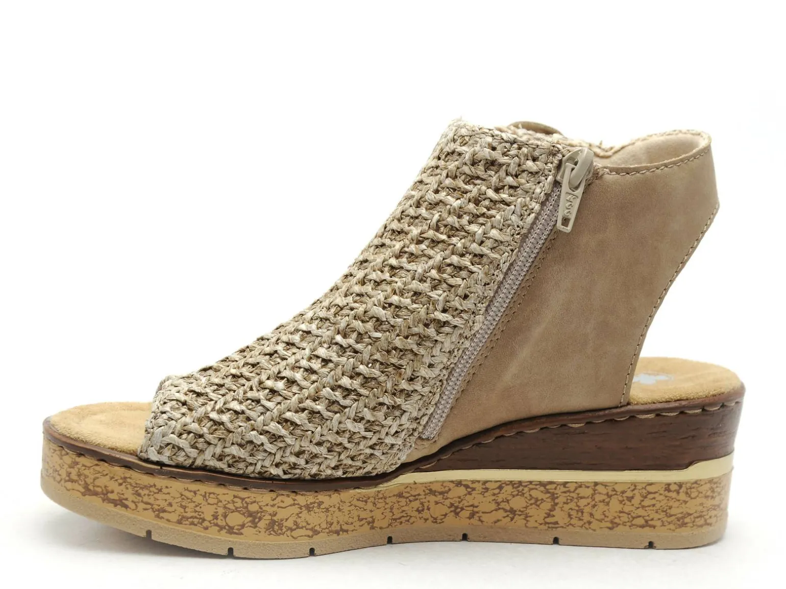 Rieker 63791 Beige Sandales à Talons Femme