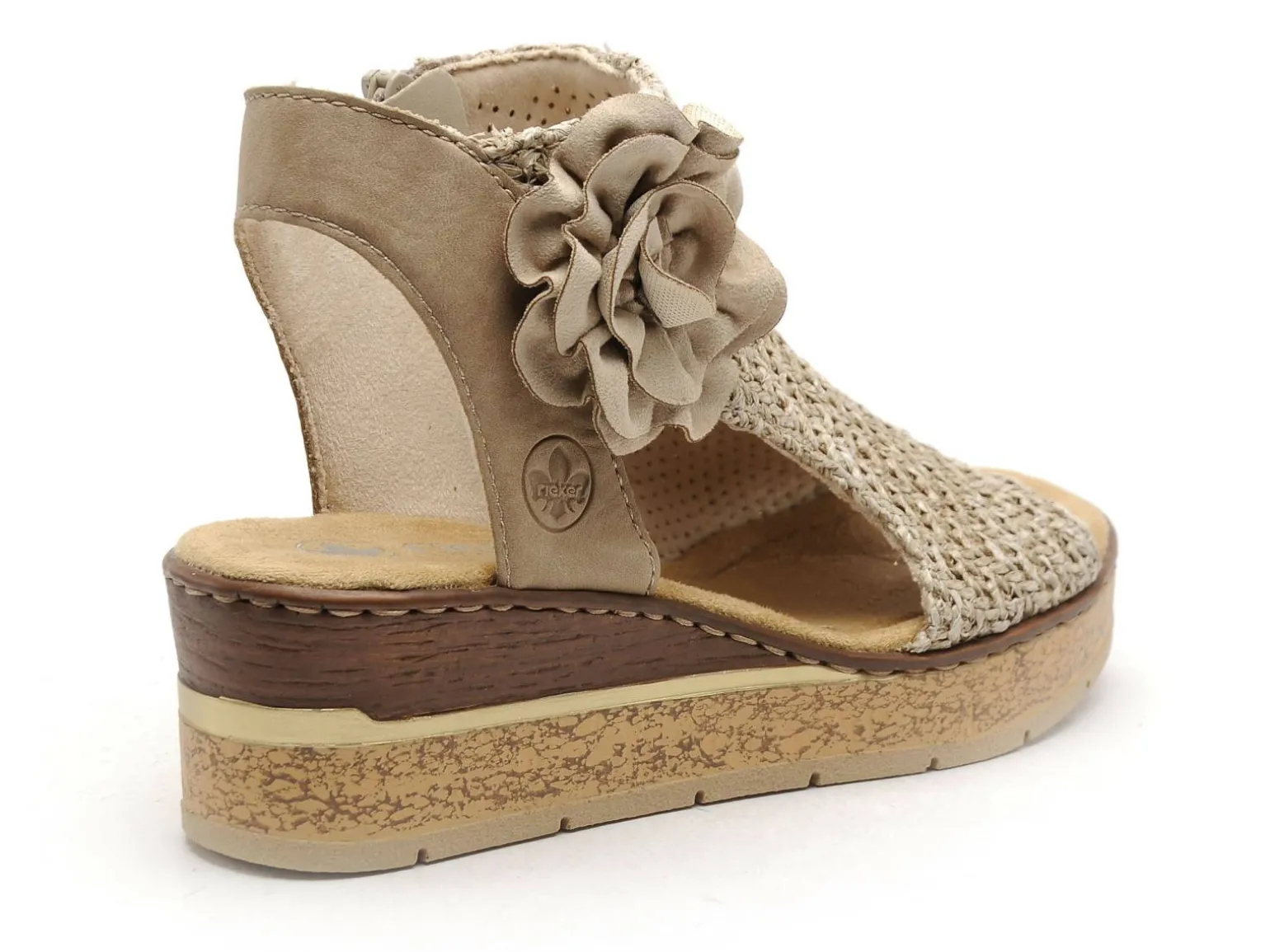 Rieker 63791 Beige Sandales à Talons Femme