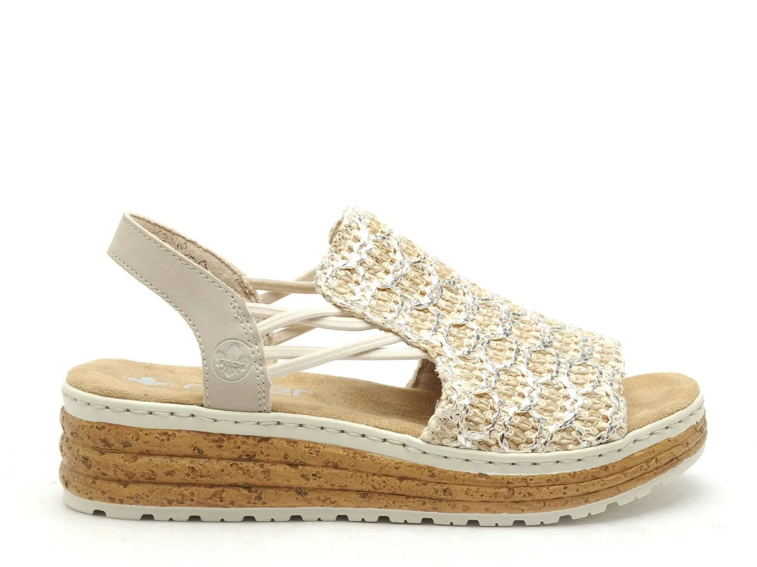 Rieker 62741 Beige Sandales à Talons Femme