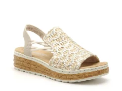 Rieker 62741 Beige Sandales à Talons Femme