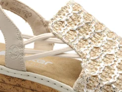 Rieker 62741 Beige Sandales à Talons Femme
