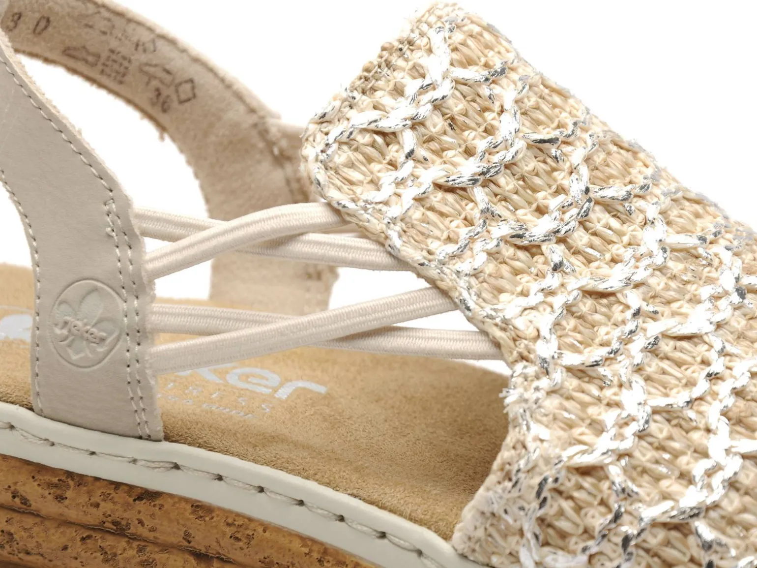 Rieker 62741 Beige Sandales à Talons Femme