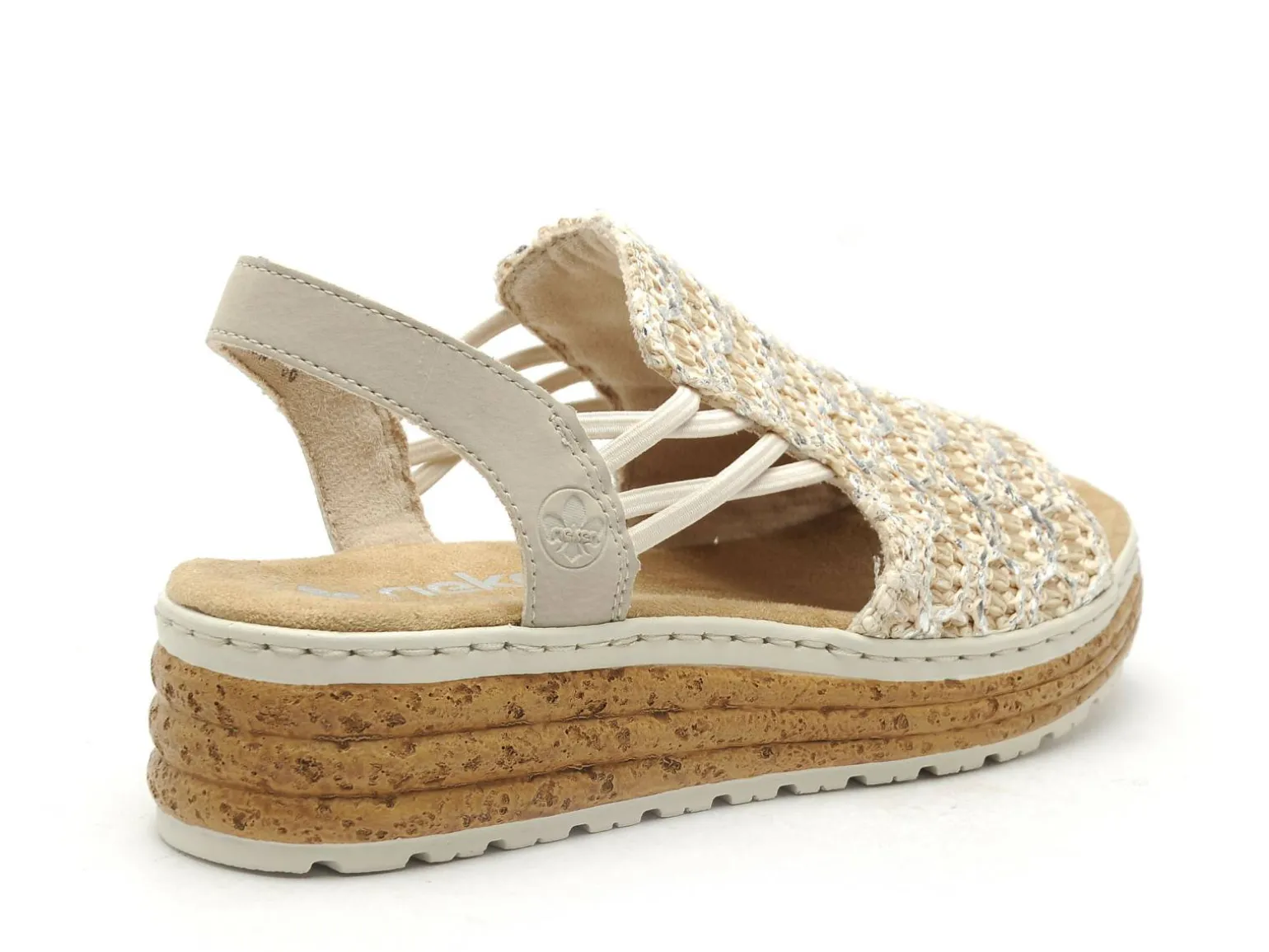 Rieker 62741 Beige Sandales à Talons Femme
