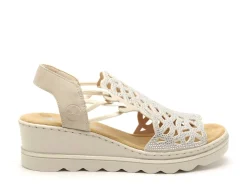 Rieker 67465 Beige Sandales à Talons Femme
