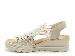 Rieker 67465 Beige Sandales à Talons Femme