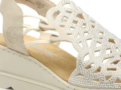 Rieker 67465 Beige Sandales à Talons Femme