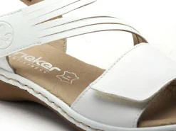 Rieker 65964 Blanc Sandales Plates Femme