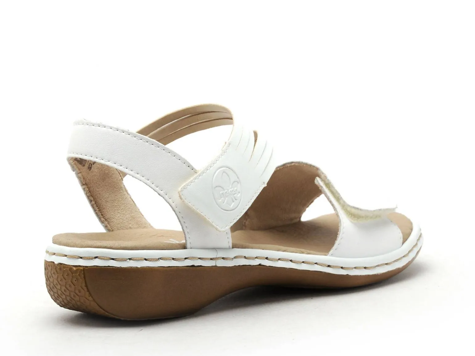 Rieker 65964 Blanc Sandales Plates Femme