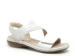 Rieker 65964 Blanc Sandales Plates Femme