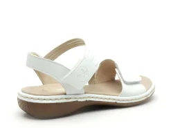 Rieker 65964 Blanc Sandales Plates Femme
