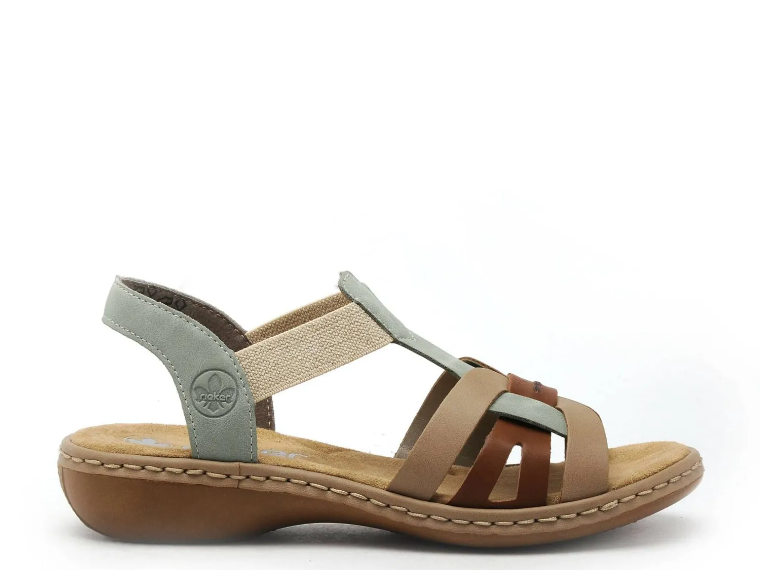 Rieker 65918 Kaki Sandales Plates Femme