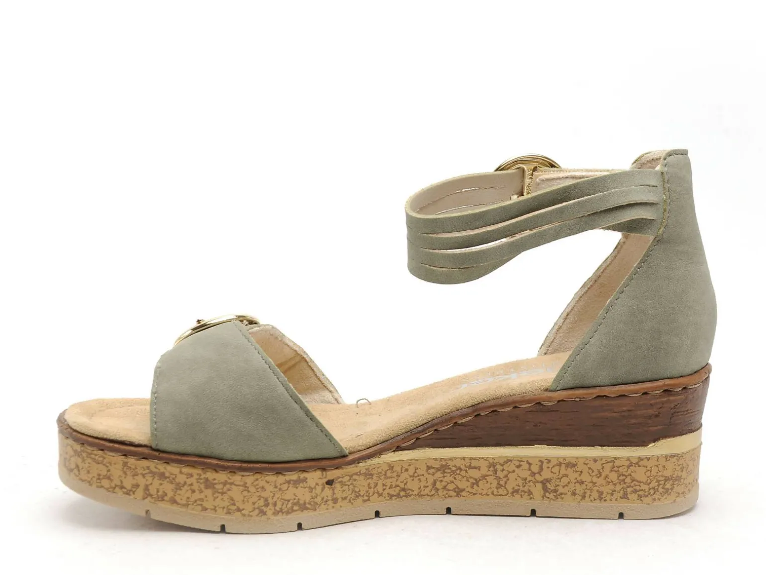 Rieker 63780 Kaki Sandales à Talons Femme